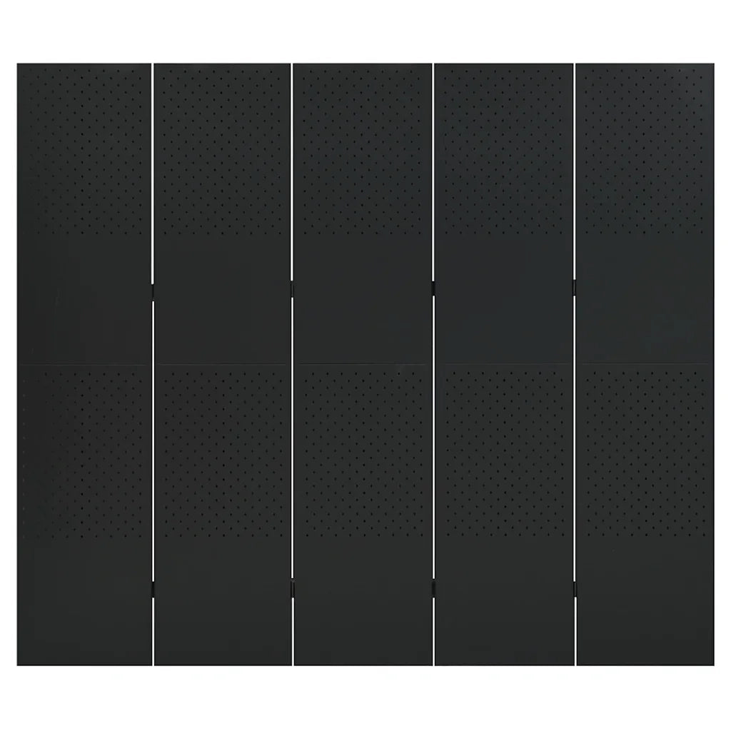Paravento a 5 Pannelli 2 pz Nero 200x180 cm in Acciaio