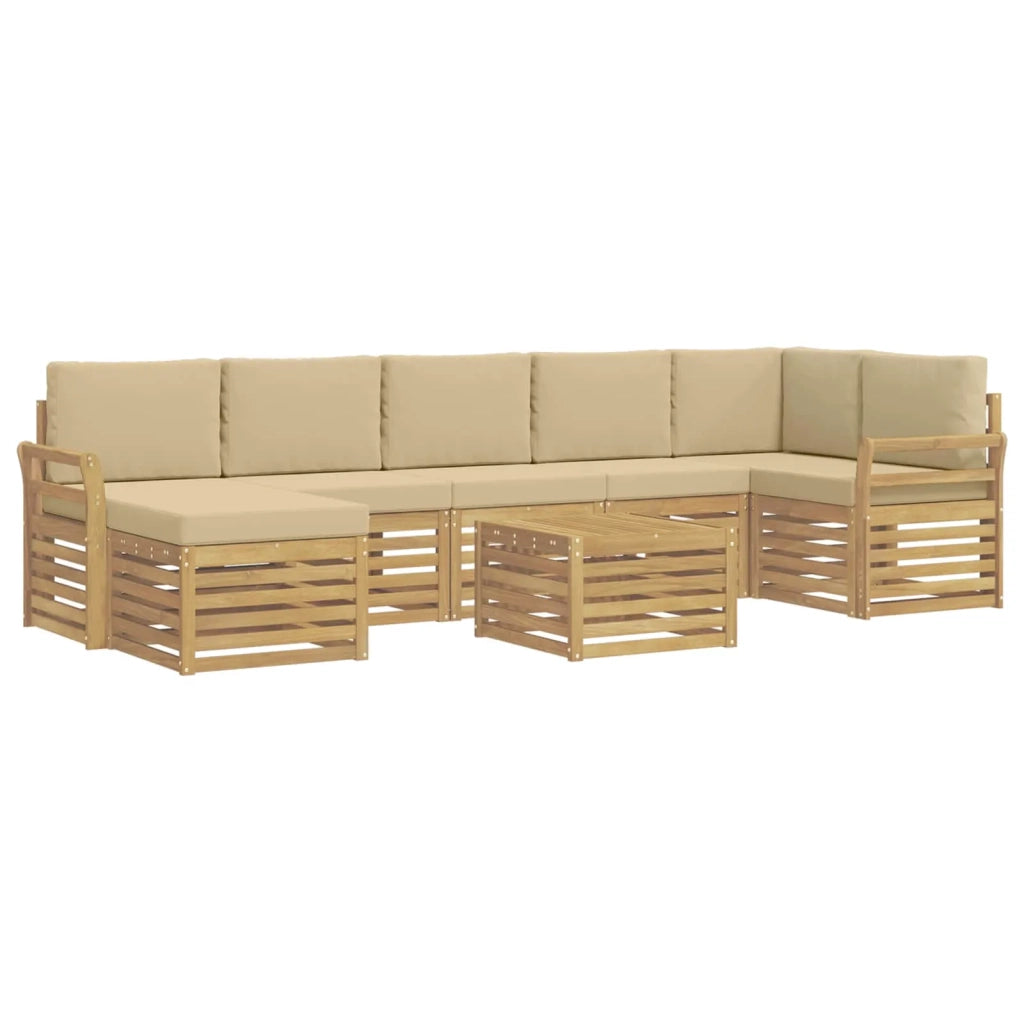 Set di divani da esterno 8 pcs Bianco e Beige 59 x 59 x 37 cm 3392238