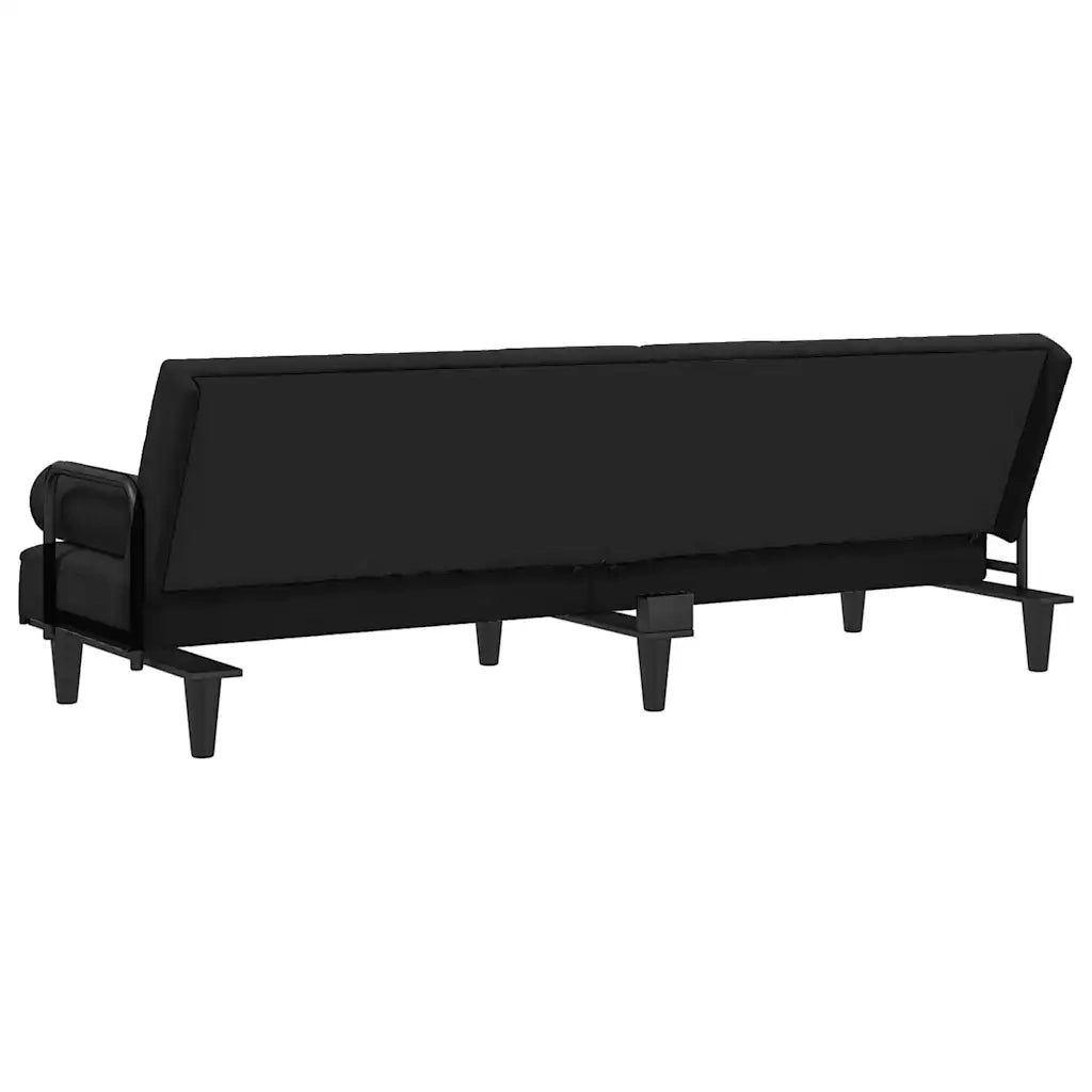 Divano Letto con Braccioli Nero in Velluto 351898