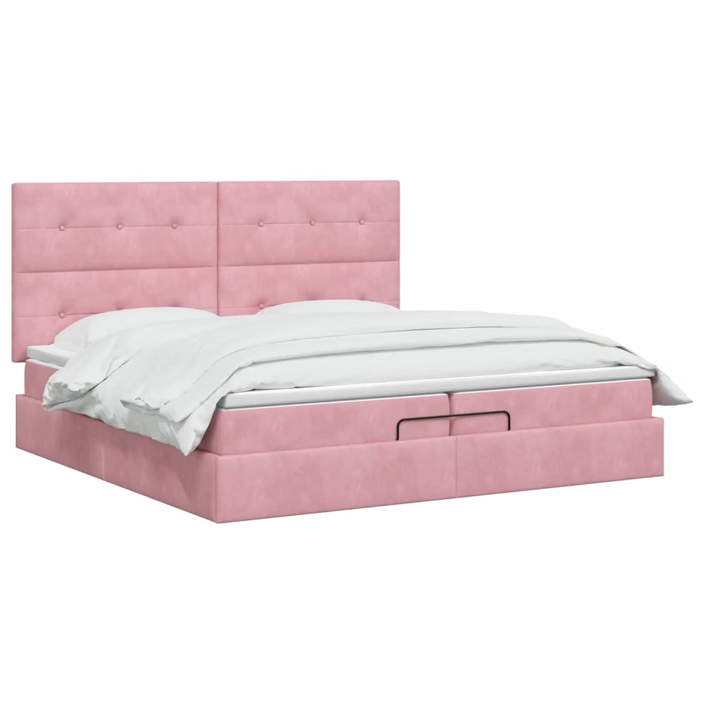 Letto ottomano con materasso Rosa 200 x 200 cm Velluto 3457748