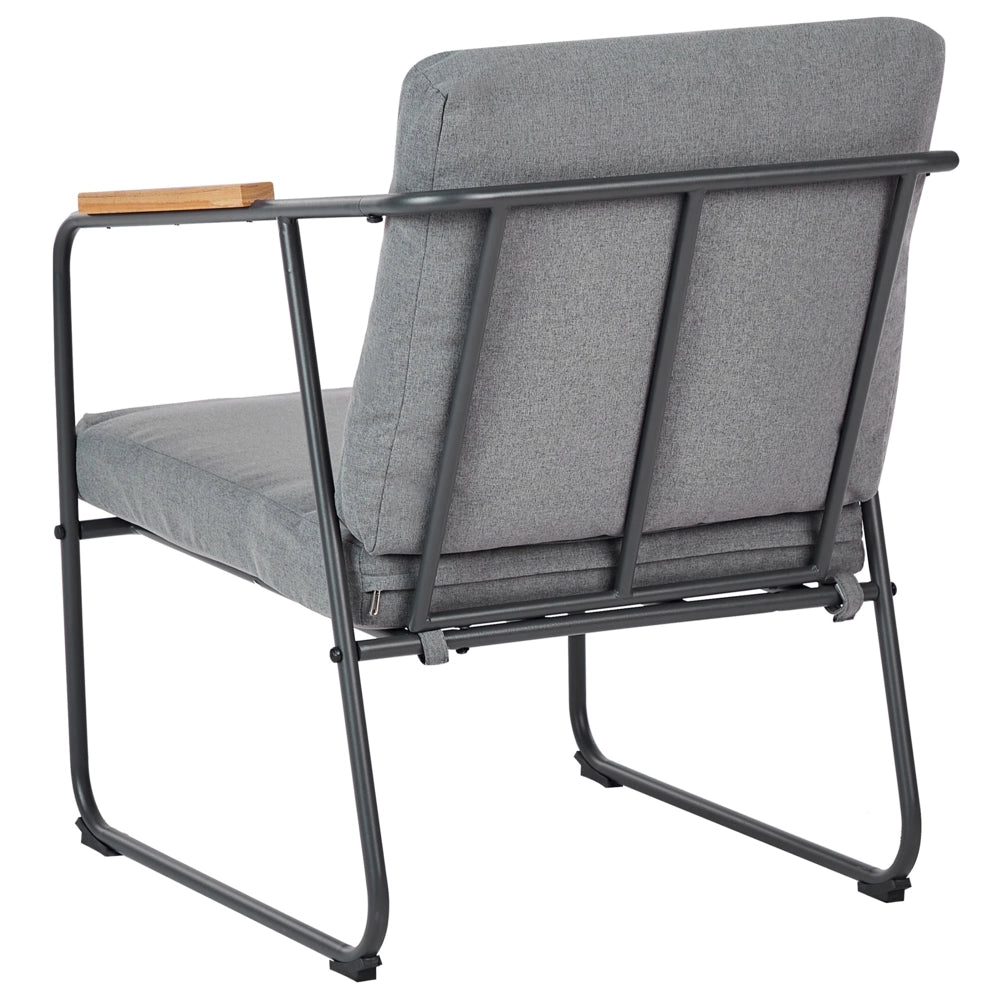 Set da giardino 4 posti in acciaio con tavolo grigio stile industriale