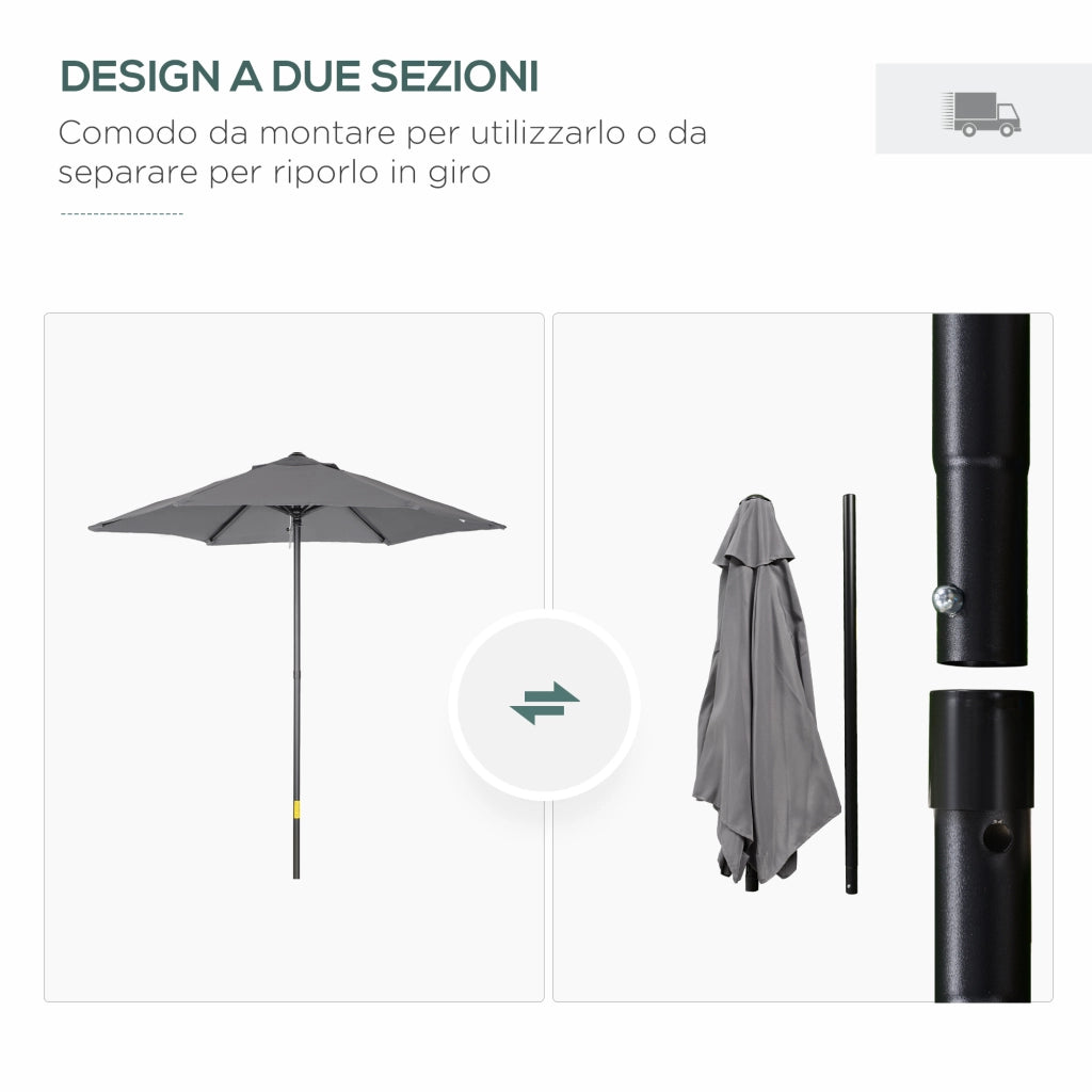 Ombrellone da Giardino 2x2 m ¨C zephmum ¨C Alluminio, Poliestere Grigio Scuro