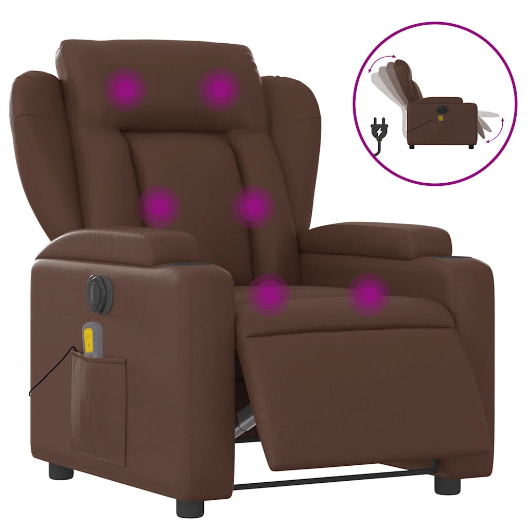 Poltrona Massaggiante | Sedia Relax Elettrica Marrone in Similpelle