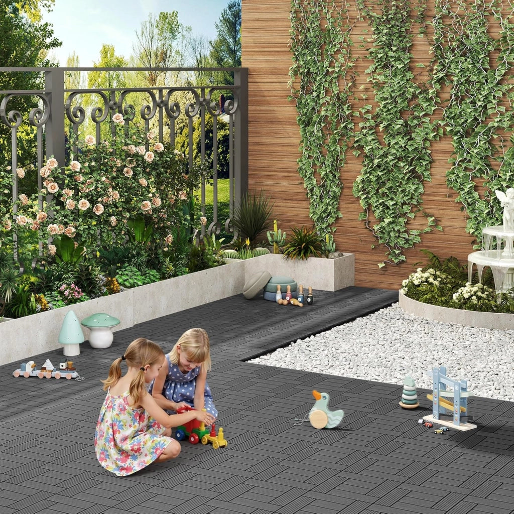 Pavimenti da Esterno Balcone/Giardino/Terrazza Piastrelle ad Incastro in WPC, Legno Composito Grigio 22 Pannelli / 2 ㎡