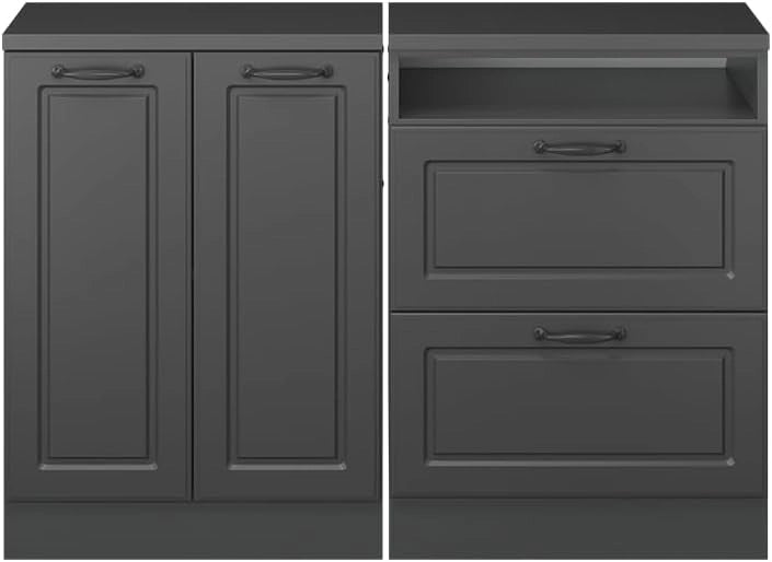 Set di mobili sottotetto Rion, Antracite casa di campagna, 120 cm Set di 2 carcasse armadio profondità 60 cm, adatto per il salvaspazio sotto tetti spioventi