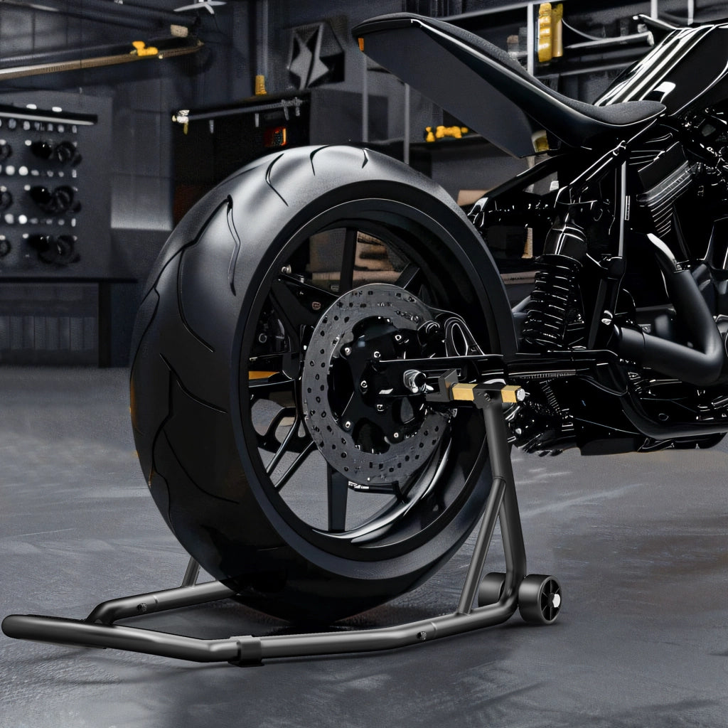 Cavalletto posteriore moto con ruote ¨C Xylo ¨C Supporto ruota con bobbine nero