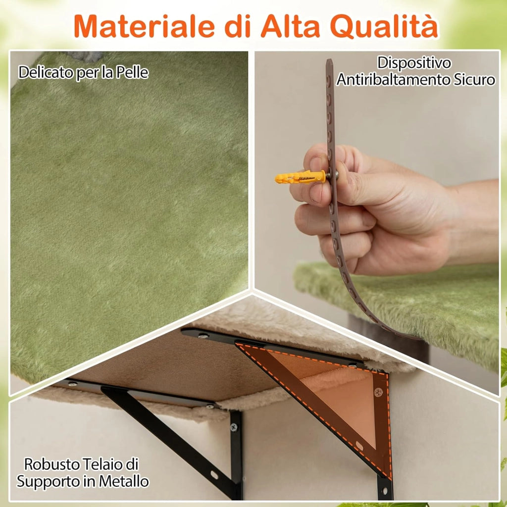 3 in 1 Set di Albero per Gatti, Tiragraffi per Gattini con Condominio, Cat tree a 3 Livelli, Albero da Arrampicata Versatile