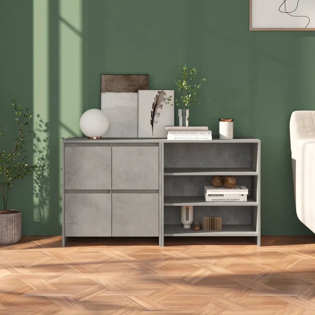 Credenze 2 pz Grigio Cemento in Legno Multistrato cod mxl 11921