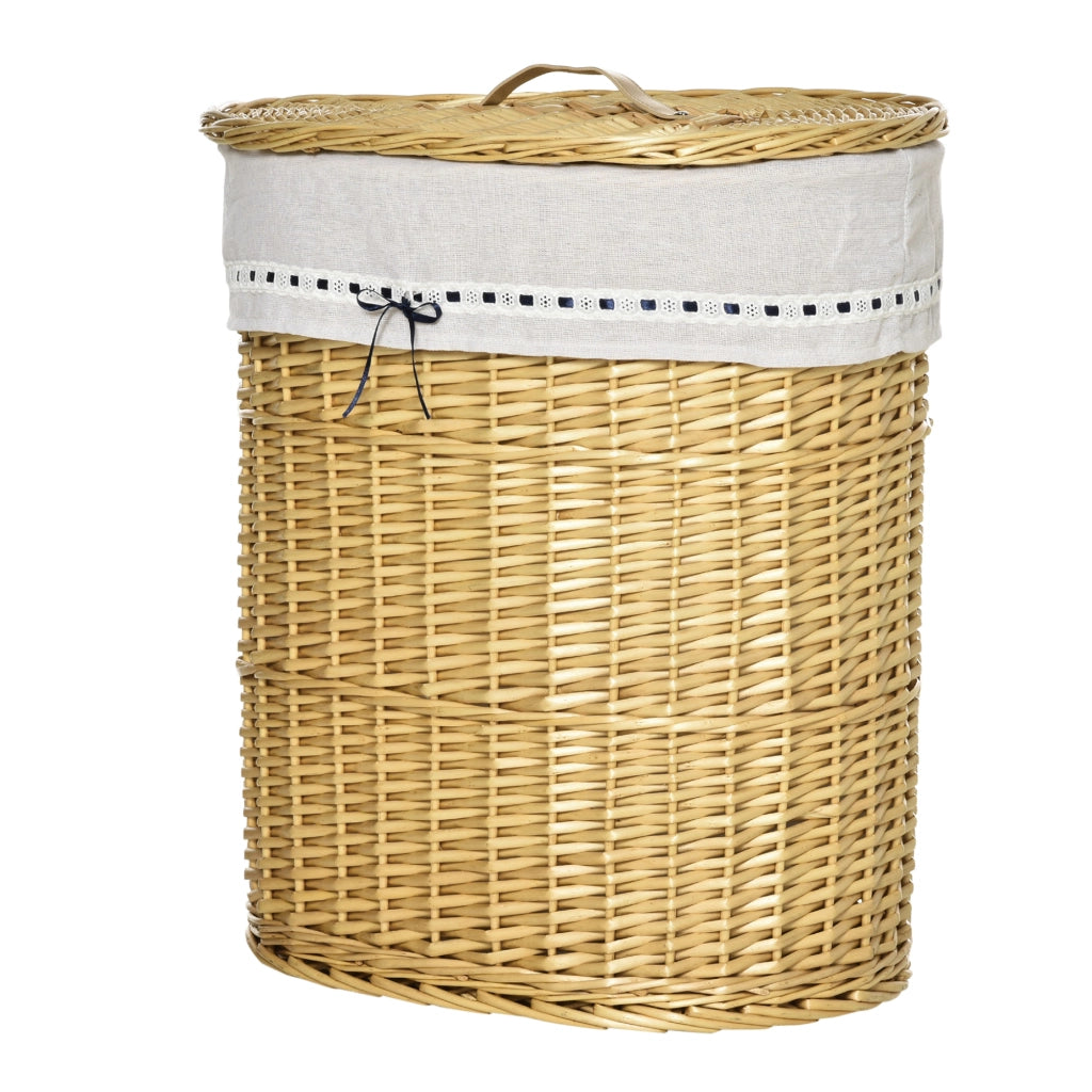 Cestino per biancheria in vimini con coperchio ¨C zephmum ¨C tessuto naturale