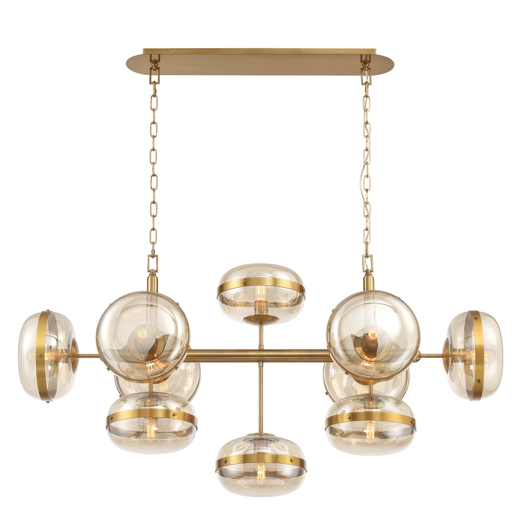 Lampadario moderno ottone e vetro Nottingham 10xE27 Quintiesse