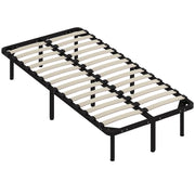 STRUTTURA LETTO INDUSTRIALE A 28 DOGHE CON SPAZIO CONTENITORE, IN LEGNO E ACCIAIO, 190X90X31 CM, NERO E LEGNO