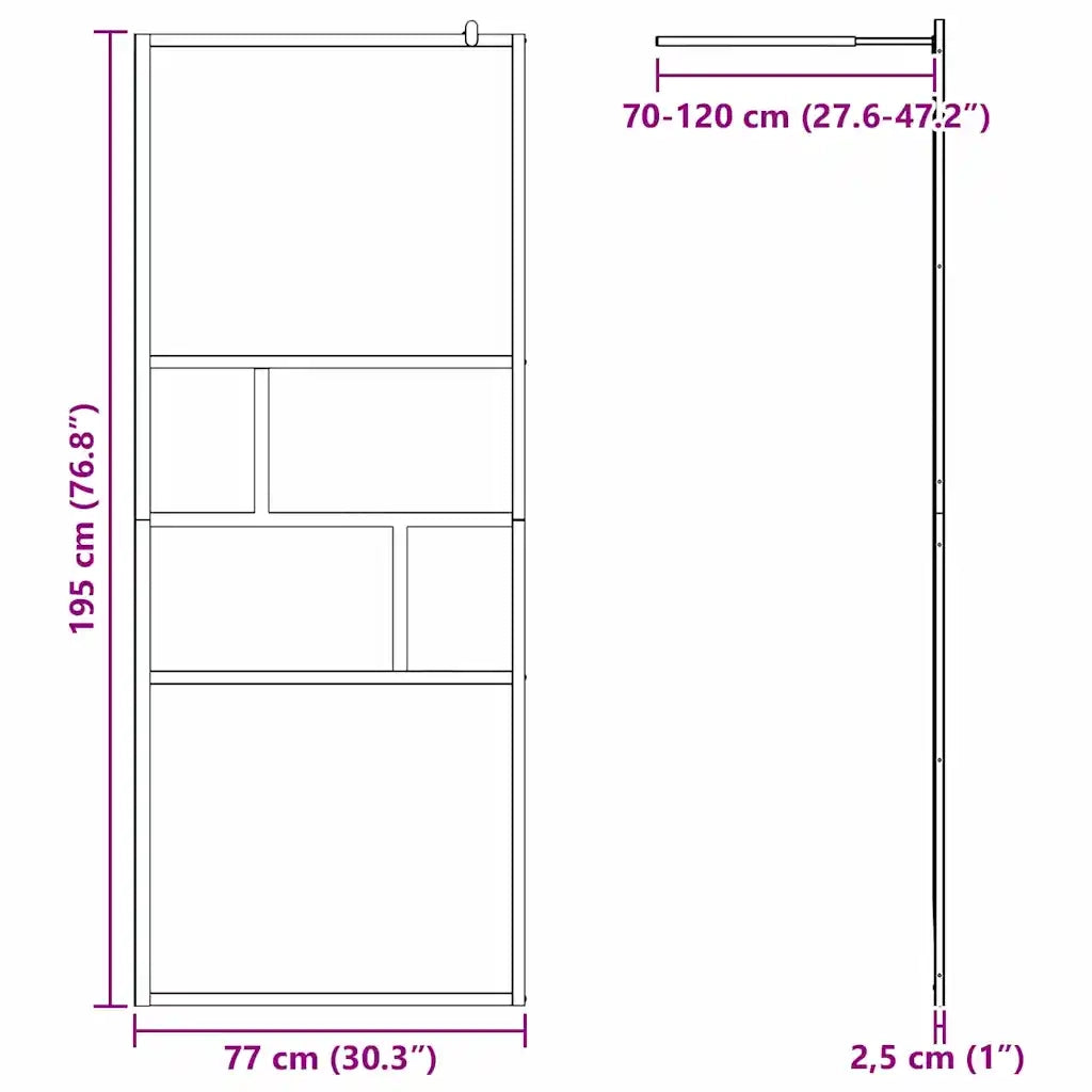 Parete Doccia Walk-in Nero 80 x 195 x 0.5 cm Vetro e Alluminio 42025247