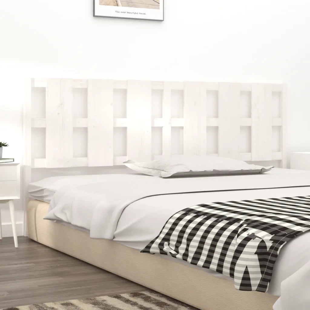 Testiera per Letto-Testata-Testiera Decorativa Bianca 205,5x4x100 cm Legno Massello di Pino 750898