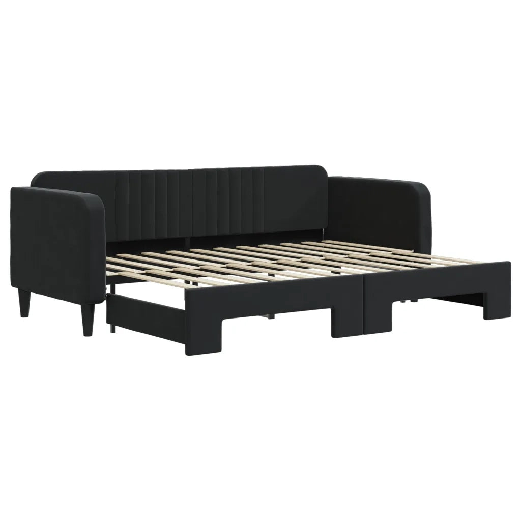 Divano Letto con Letto Estraibile-Sofa Letto-Daybed Nero 80x200 cm in Velluto 759937