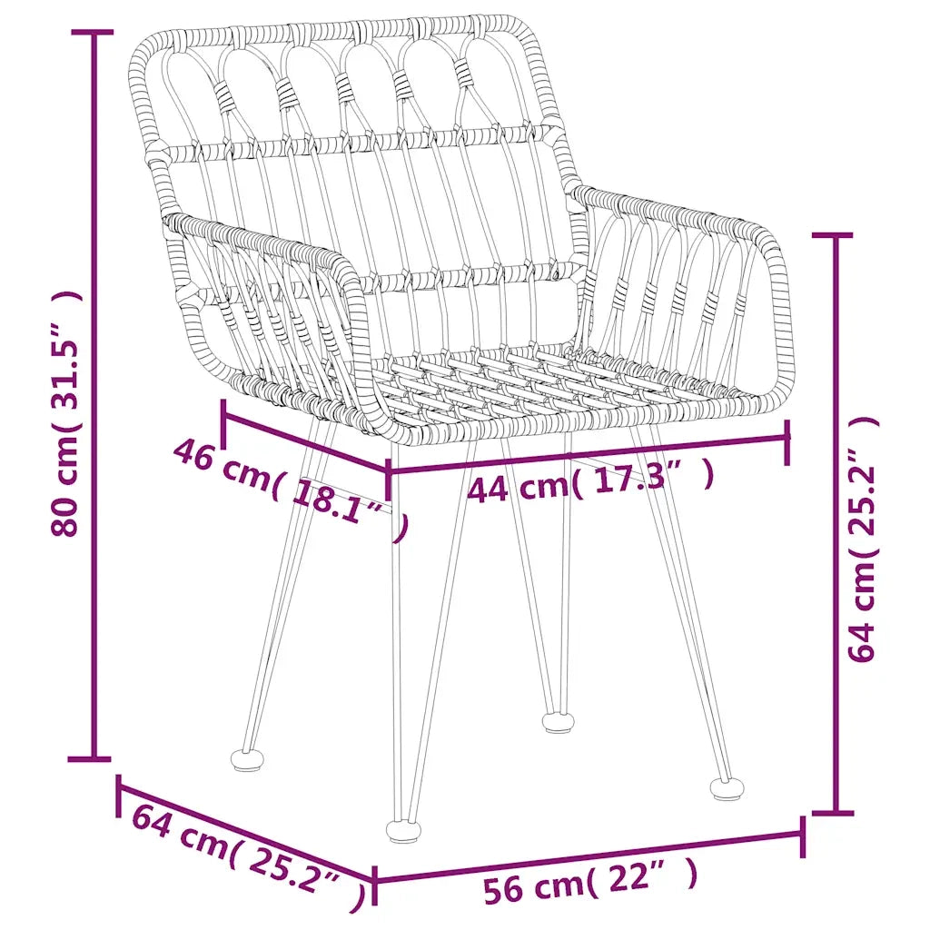Set da Pranzo da Giardino 7 pz Nero in Polyrattan 3157870