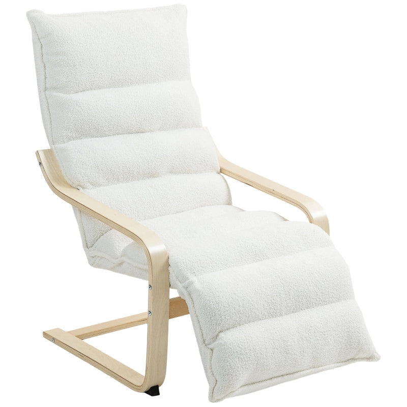 POLTRONA Relax con poggiapiedi regolabile 67x93-114x105 cm Bianco