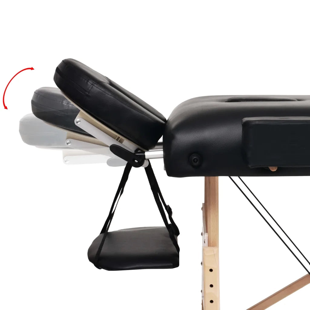 Lettino da Massaggio 2 Zone Pieghevole Spessore 10 cm Nero 110151