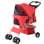 Passeggino per Cani Pieghevole Rosso 77x47x101 cm