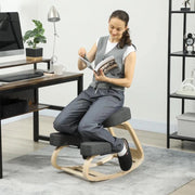 SEDIA ERGONOMICA CON INGINOCCHIATOIO IN LEGNO DI BETULLA E CUSCINO, 51X69X58 CM, GRIGIO
