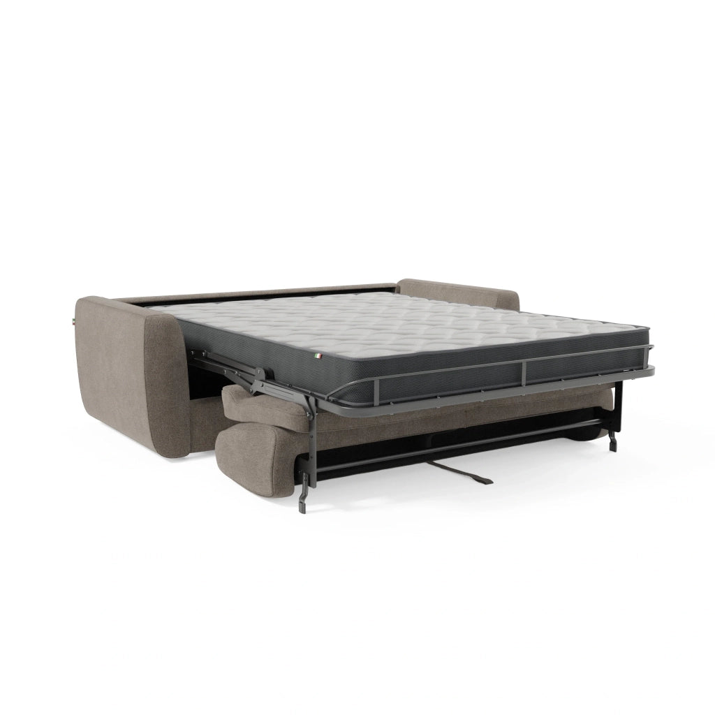 Leonida Divano letto sfoderabile e materasso H18 cm - vano portaguanciali in tessuto Smacchiabile T23 222 cm talpa