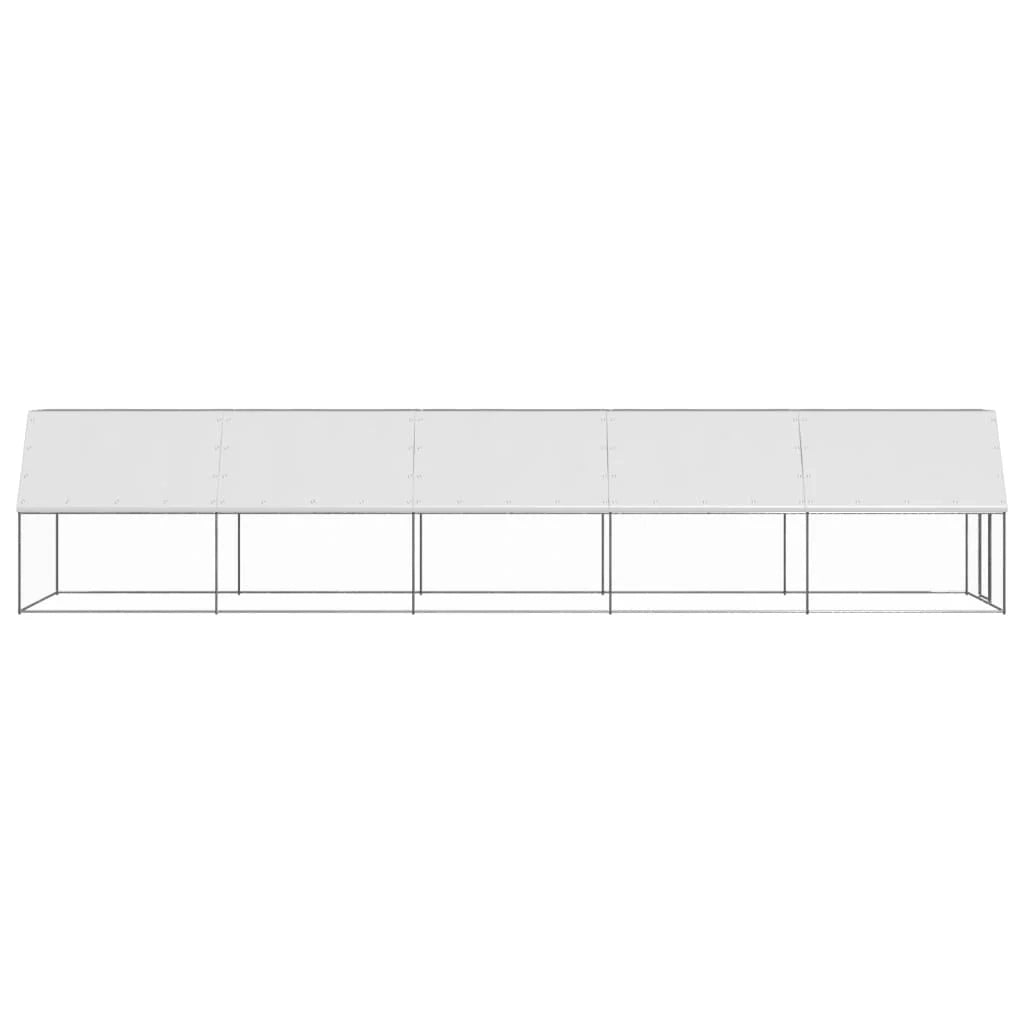 Pollaio/recinto/gabbia per polli da esterno 2 x 10 x 2 m acciaio zincato argento 02_0043991
