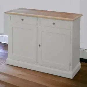 Credenza madia buffet in legno massello mod Martini bicolore bianca e naturale