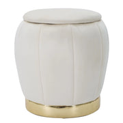 Pouf contenitore Paris crema e gold in velluto – O 43 x H 43 cm