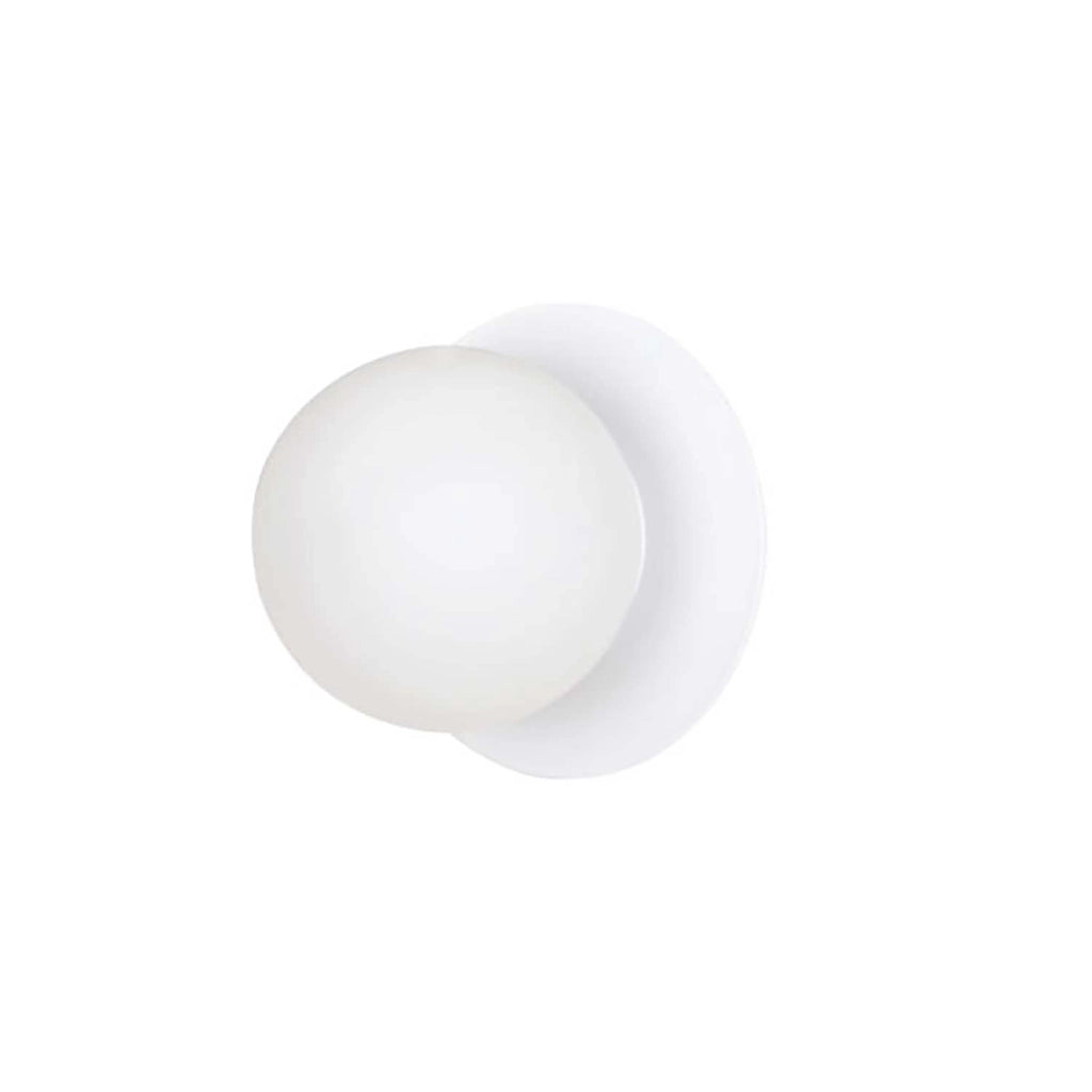 Applique 1 Luce Inari In Acciaio Bianco E Sfera In Vetro Opalino