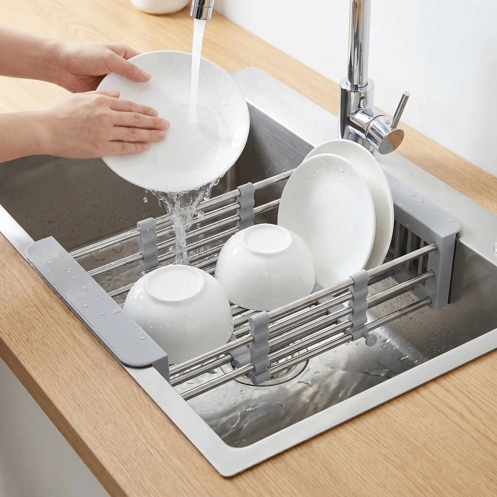 Lavello In Acciaio Con Set Di Accessori 3 Pz. Rea Liam Brush Nickel Accessori beige