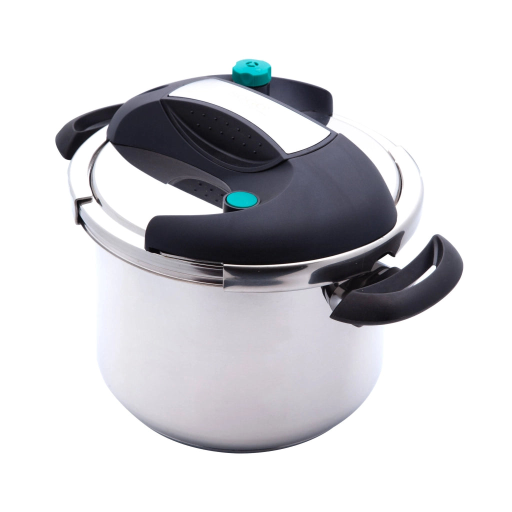 Pentola a pressione rapida acciaio inox 18/10, capacità 8 litri diametro 24cm, valvola sicurezza, fondo termodiffusore, induzione - SOGO