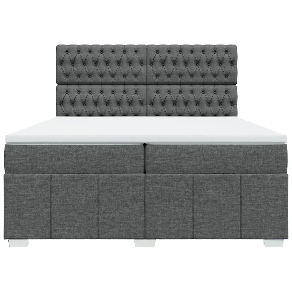 Giroletto a Molle con Materasso Grigio Scuro 200x200 cm Tessuto