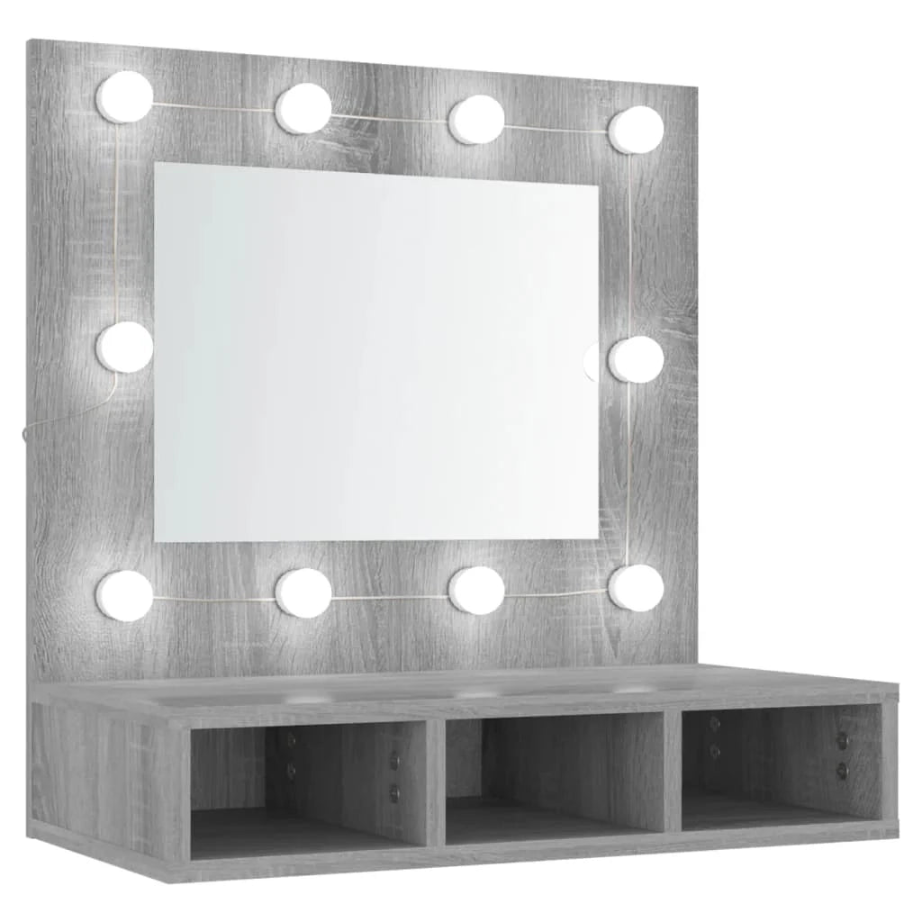 Armadio a specchio con illuminazione a LED 60 x 31,5 x 62 cm grigio 02_0006676