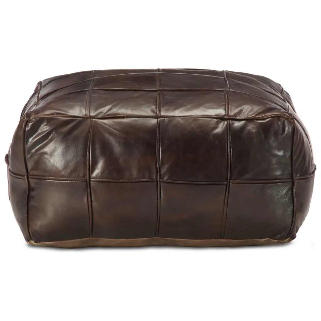 Pouf Marrone Scuro 60x60x30 cm in Vera Pelle di Capracod mxl 82252