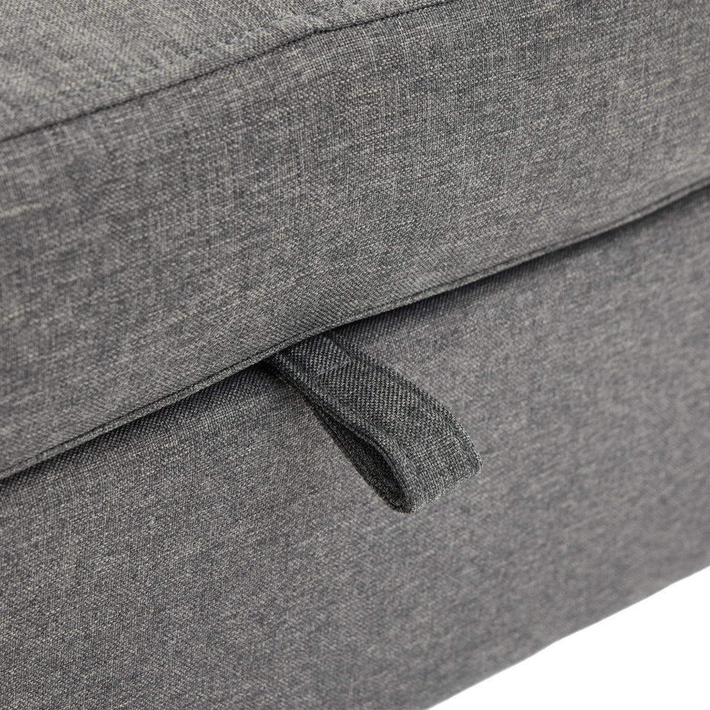 Divano angolare reversibile con chaise longue e doppio vano contenitore in tessuto grigio 212 × 130 × 86 cm