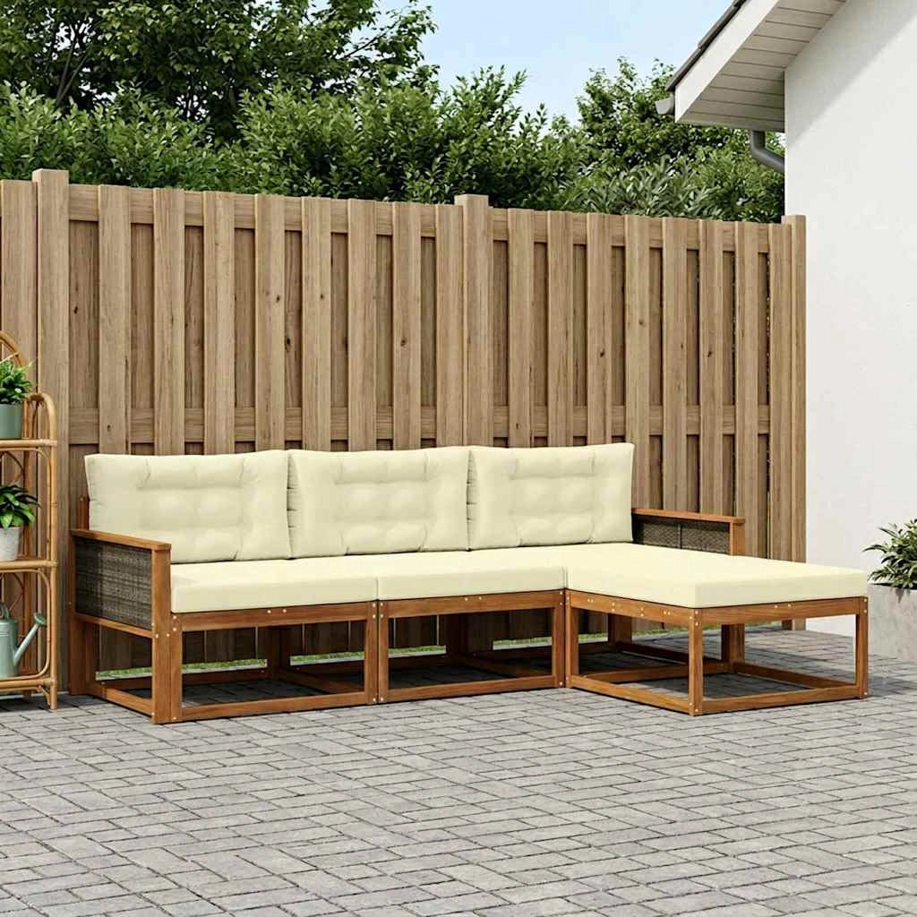 Set di divani da esterno 4 pz Naturale e Crema 3382458