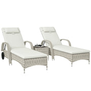 Set 2 lettini prendisole con materassino e tavolino ¨C Xylo ¨C vetro temperato crema