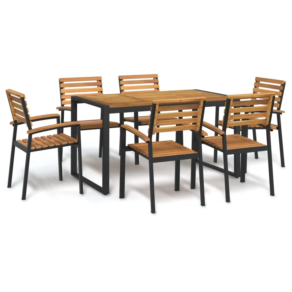 Set Pranzo da Giardino 7 pz Legno Massello di Acacia e Metallocod mxl 76363