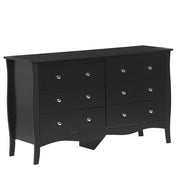 Cassettiera credenza nera con 6 cassetti 75 x 130 cm soggiorno camera da letto ingresso armadio moderno stile francese