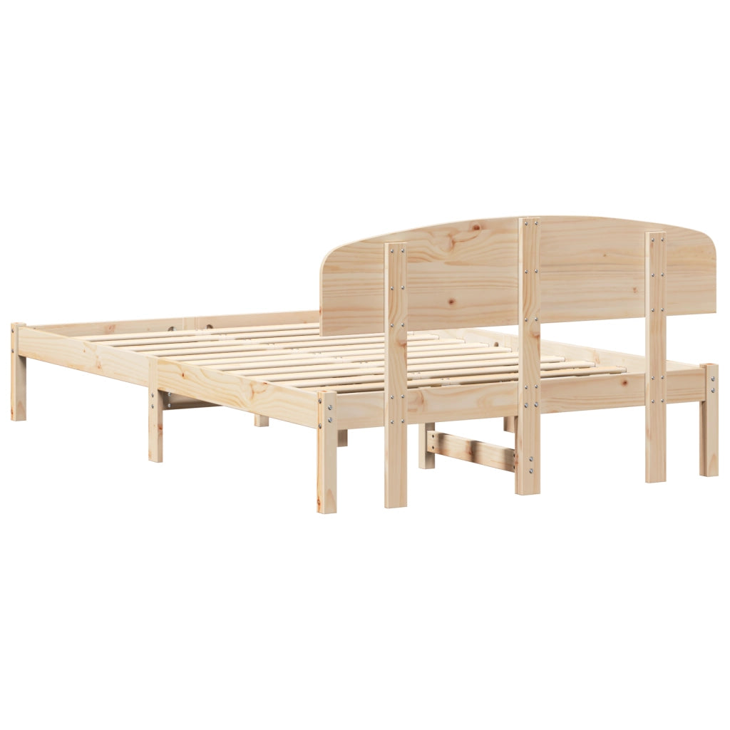 Struttura Letto con Testiera 140x190 cm Legno Massello di Pino