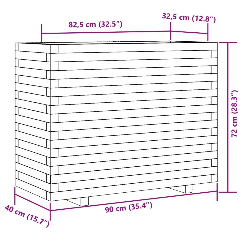 Fioriera da Giardino Bianca 90x40x72 cm Legno Massello di Pino