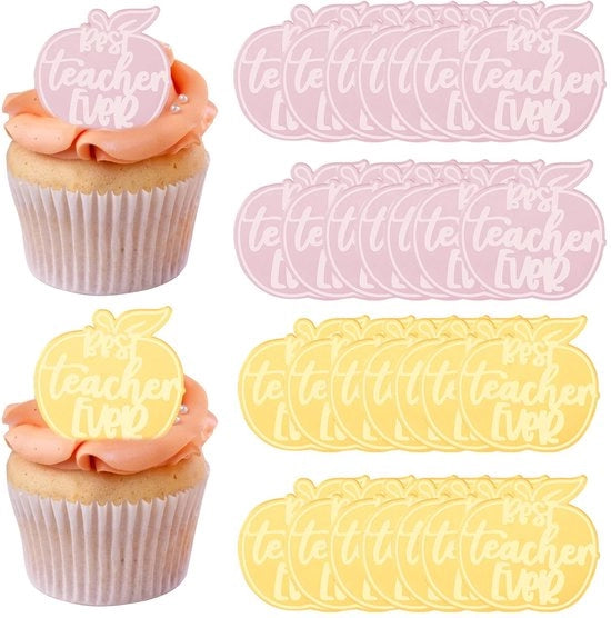 Decorazioni per Cupcake 30 pezzi - Forma di Mela in Acrilico - Decorazioni per Torta - Decorazioni per Dessert - Topper per Gelato - Materiale di Alta Qualità