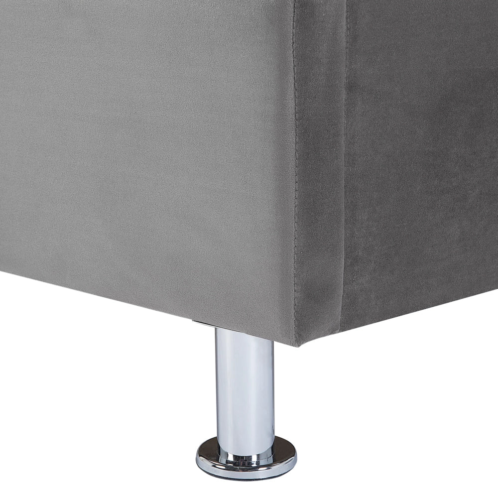 Letto 180 x 200 cm Velluto grigio scuro Cornice imbottita Bottoni in cristallo Poggiatesta
