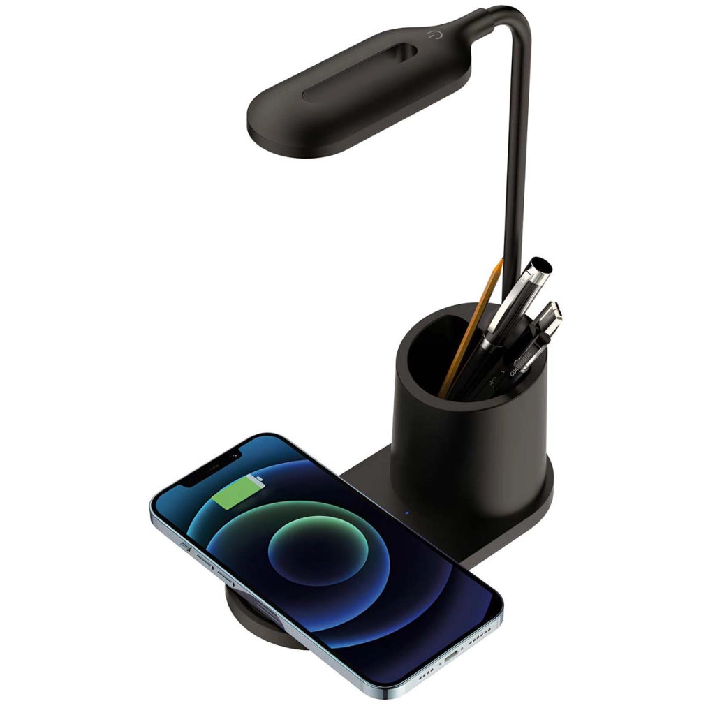 Lampada LED da Scrivania e da Comodino Illuminazione Regolabile con Ricarica Wireless Qi 10W Nero Platinet