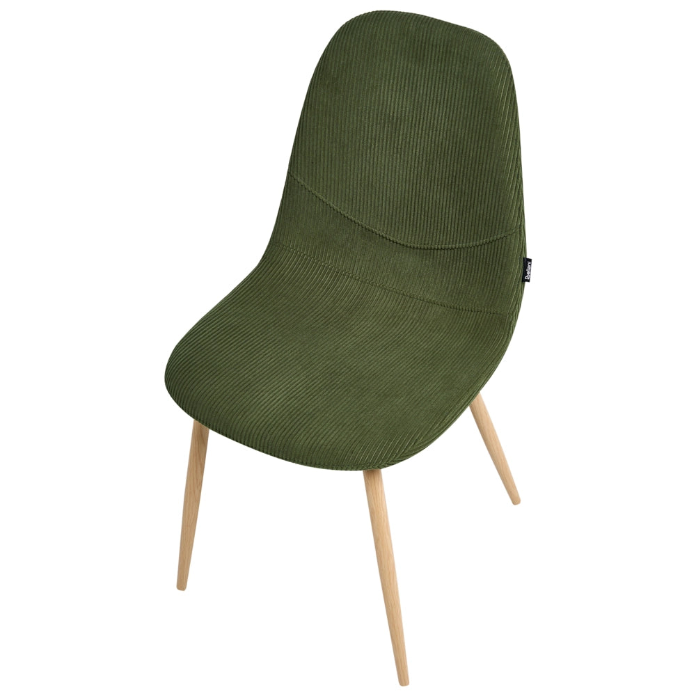 Set di 2 sedie da pranzo Struttura in tessuto verde Seduta in velluto a coste Design moderno senza braccioli