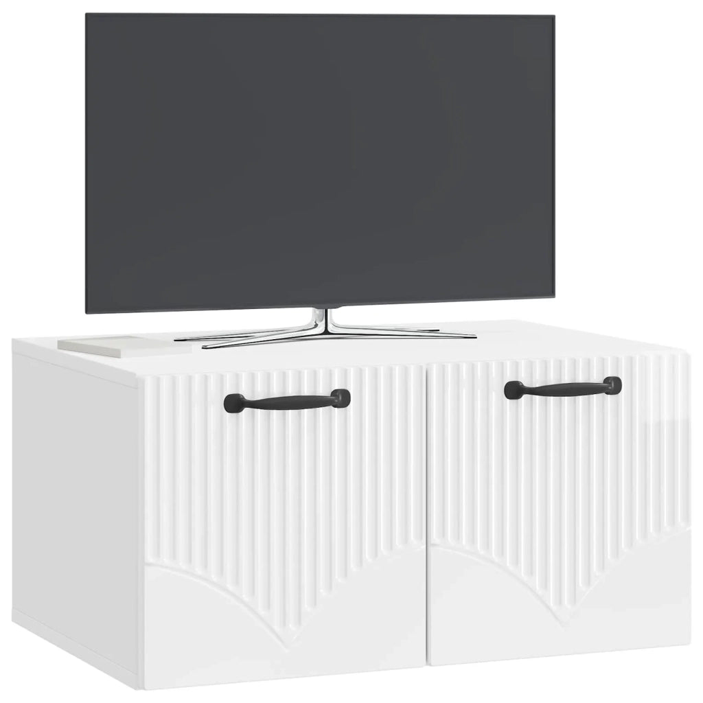 Mobile Porta TV da Muro Bianco Lucido 59,5 x 41 x 30 cm 899019