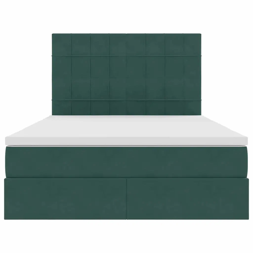Letto con contenitore LED e materasso Verde Scuro 140 x 190 cm