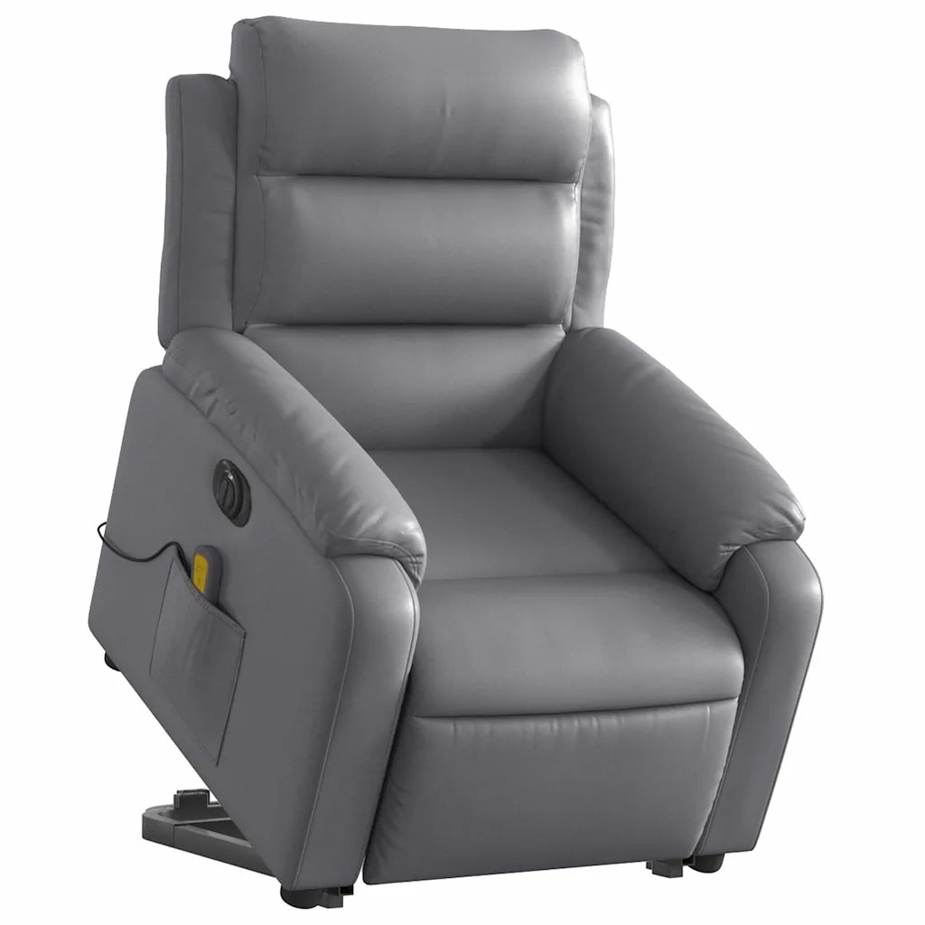 Poltrona Alzapersona Elettrica Reclinabile Grigio in Similpelle 3205066