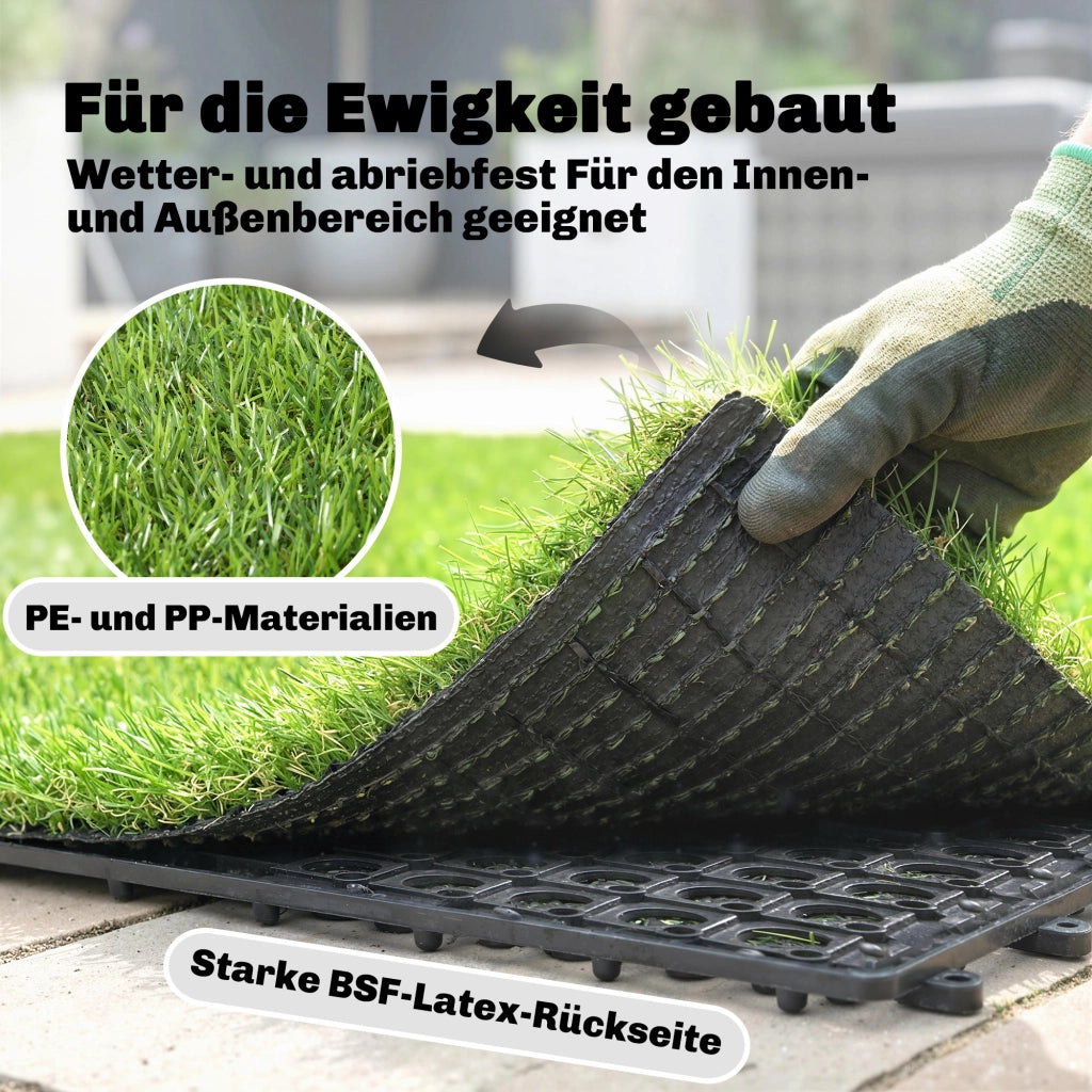 Set 22 Pezzi Fliesen Prato Sintetico 30x30 cm con Drenaggio ¨C zephmum ¨C Verde 2m2