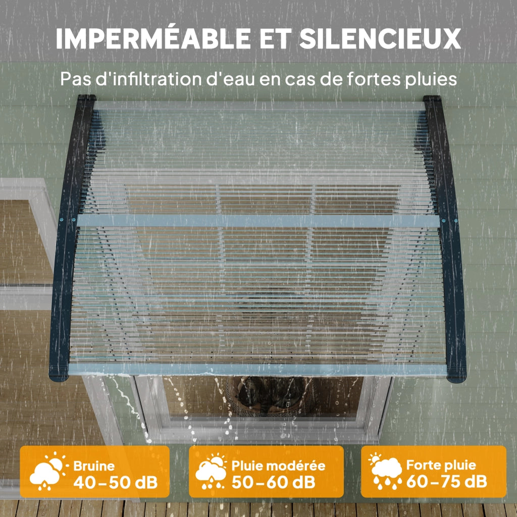 Copertura per Porta d'Ingresso in Policarbonato e Alluminio ¨C zephmum ¨C 100x75 cm Trasparente