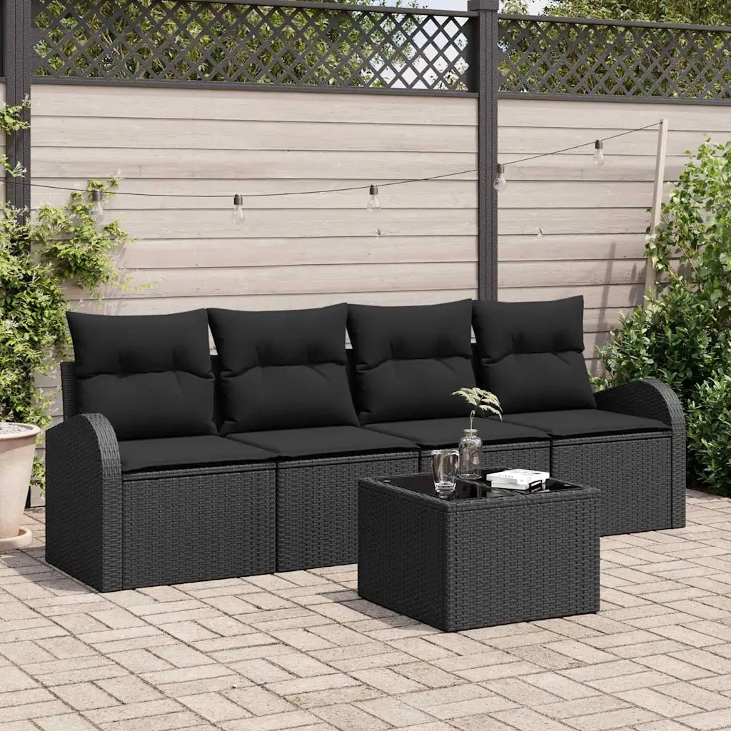 Set Divano da Giardino | Set Salotto da Giardino Nero 55 x 55 x 37 cm polyrattan